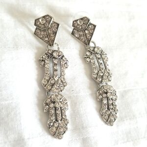 Silver Rhinestone Statement Earrings